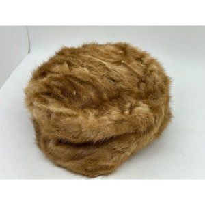 Fur Pillbox Hat Vintage Cecile New York Original USA Brown Prop Dress Up
